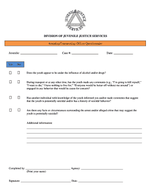 Arresting Officer Questionnaire