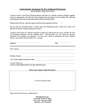 ACH Debit Authorization Agreement