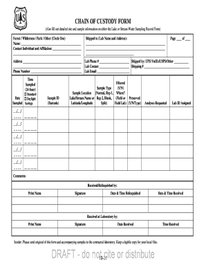 US Forest Service Chain of Custody Form