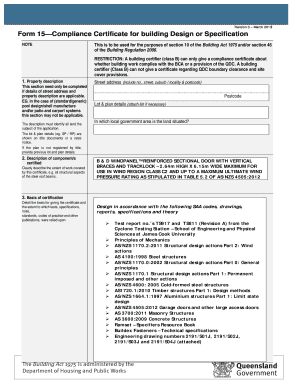 Form 15 Compliance Certificate for Building Design
