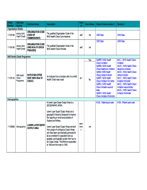 NHS Health Check Data Item Form