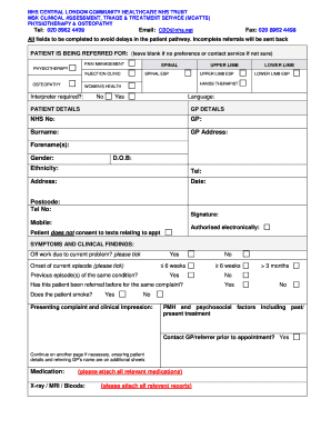 NHS Physiotherapy and Osteopathy Referral Form