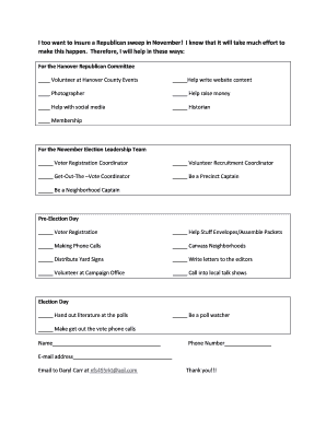 Republican Campaign Volunteer Form