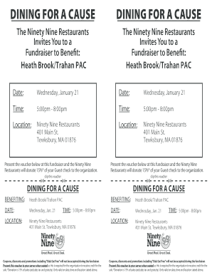 Dining for a Cause Fundraiser Voucher