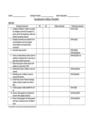 Socialization Safety Checklist
