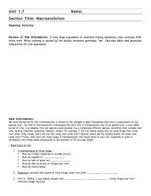 Macroevolution Study Guide