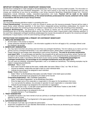 Group Insurance Beneficiary Designation Form