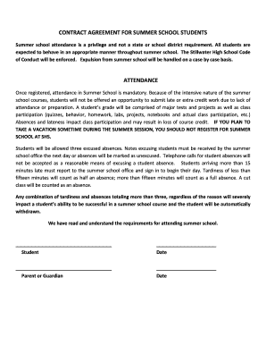 Summer School Attendance Contract