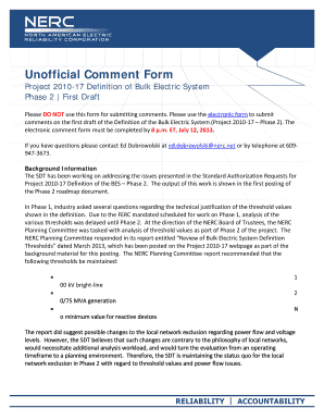 Unofficial Comment Form Project 201017 Definition of Bulk Electric System Phase 2 First Draft Please DO NOT use this form for submitting comments - npcc