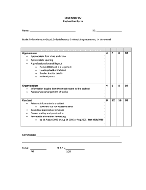 CV Evaluation Form