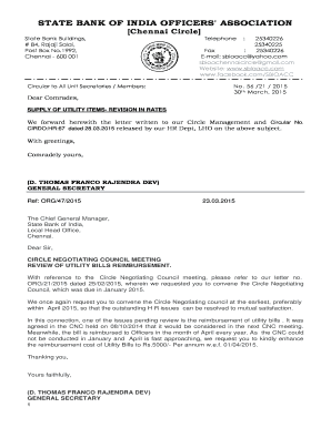 State Bank of India Utility Items Reimbursement Form
