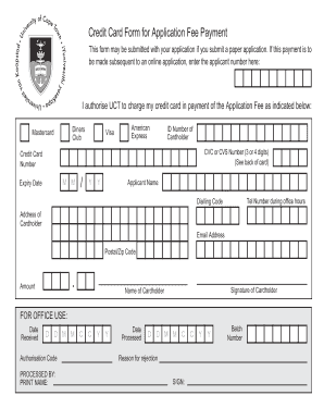 Credit Card Application Fee Payment Form
