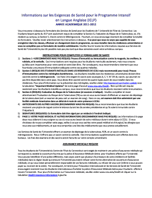 Formulaire des Services de Santé pour les Etudiants de l’Université de l’Etat du Connecticut