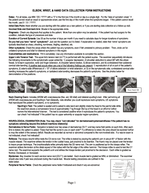Elbow, Wrist, and Hand Data Collection Form