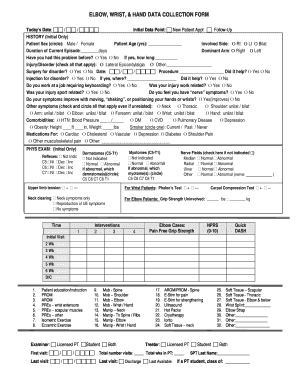 Elbow, Wrist, & Hand Data Collection Form