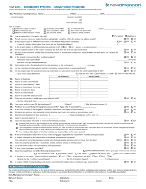 HOA Certification Form for Conventional Financing
