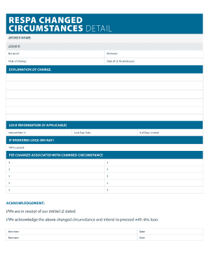 Loan Estimate Change Form