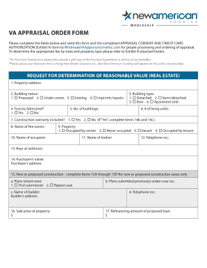 VA Appraisal Order Form