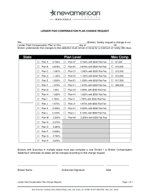 Lender Paid Compensation Plan Change Request