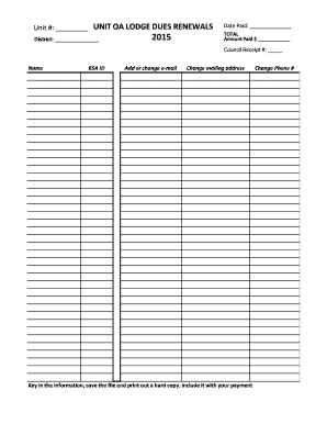Unit Lodge Dues Renewal Form