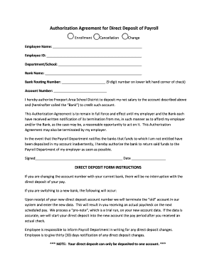 Direct Deposit Authorization Agreement