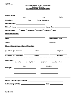 Kindergarten Registration Form