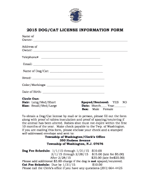 Dog/Cat License Application Form