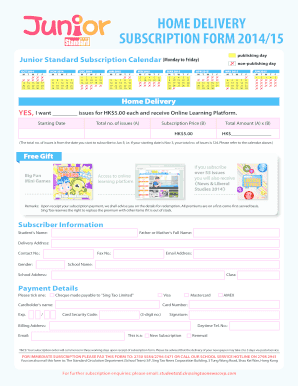Home Delivery Subscription Form