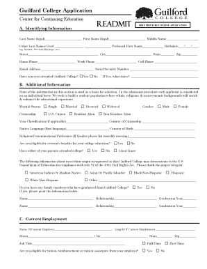 Guilford College Application Form