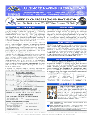 Press release template - WEEK 13 CHARGERS (74) VS