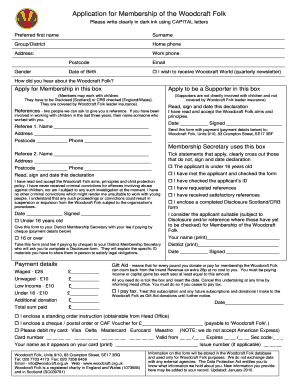 Woodcraft Folk Membership Application
