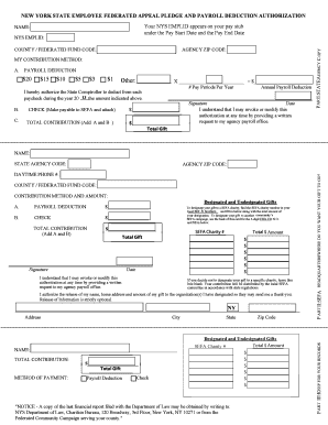 New York State Employee SEFA Pledge and Payroll Deduction Authorization