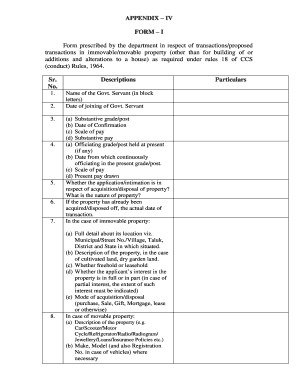 Government Servant Property Transaction Form
