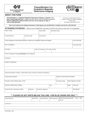 Blue Cross MRI Precertification Form