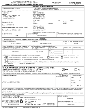 Standard Flood Hazard Determination Form