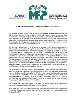 Money Follows the Person Quality of Life Survey