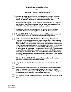 Breast and Cervical Cancer Medicaid Application