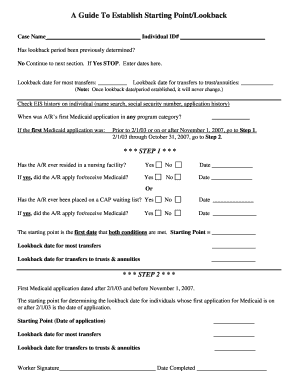 Medicaid Lookback Period Determination Form
