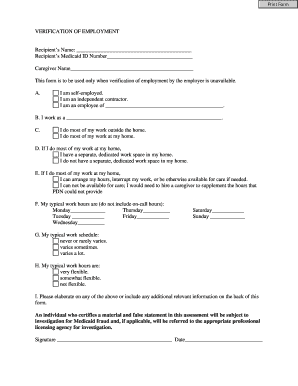 Verification of Employment Form