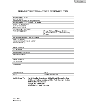 Third Party Recovery Accident Information Form