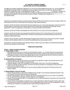 All Savers Billing and Collection Agreement