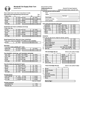 Woodcraft Folk Supply Order Form