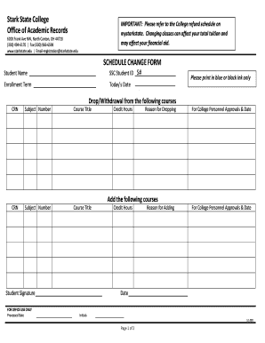 Stark State College Class Drop Form