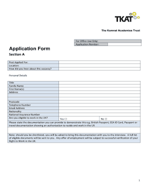 Kemnal Academies Trust Application Form
