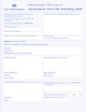 Teaching Staff Application Form