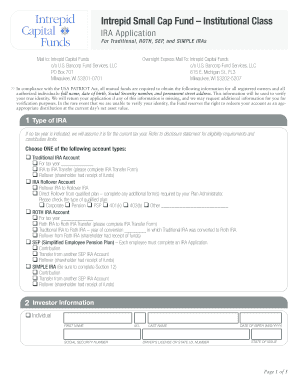 Intrepid Small Cap Fund IRA Application