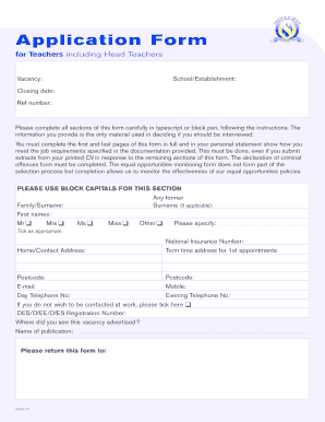 Teacher Application Form