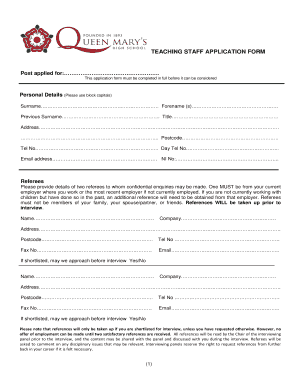 Teaching Staff Application Form