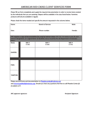 American Red Cross Client Services Form