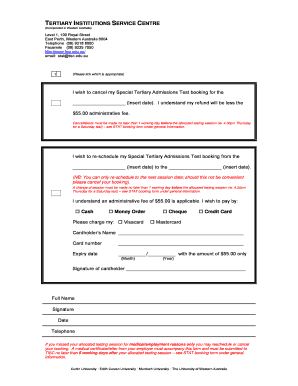 Special Tertiary Admissions Test Cancellation Form